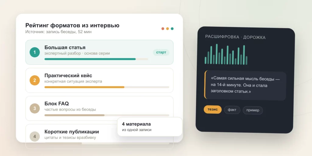 Как превратить интервью с экспертом в серию материалов для сайта — рейтинг форматов: что создать из интервью в первую очередь